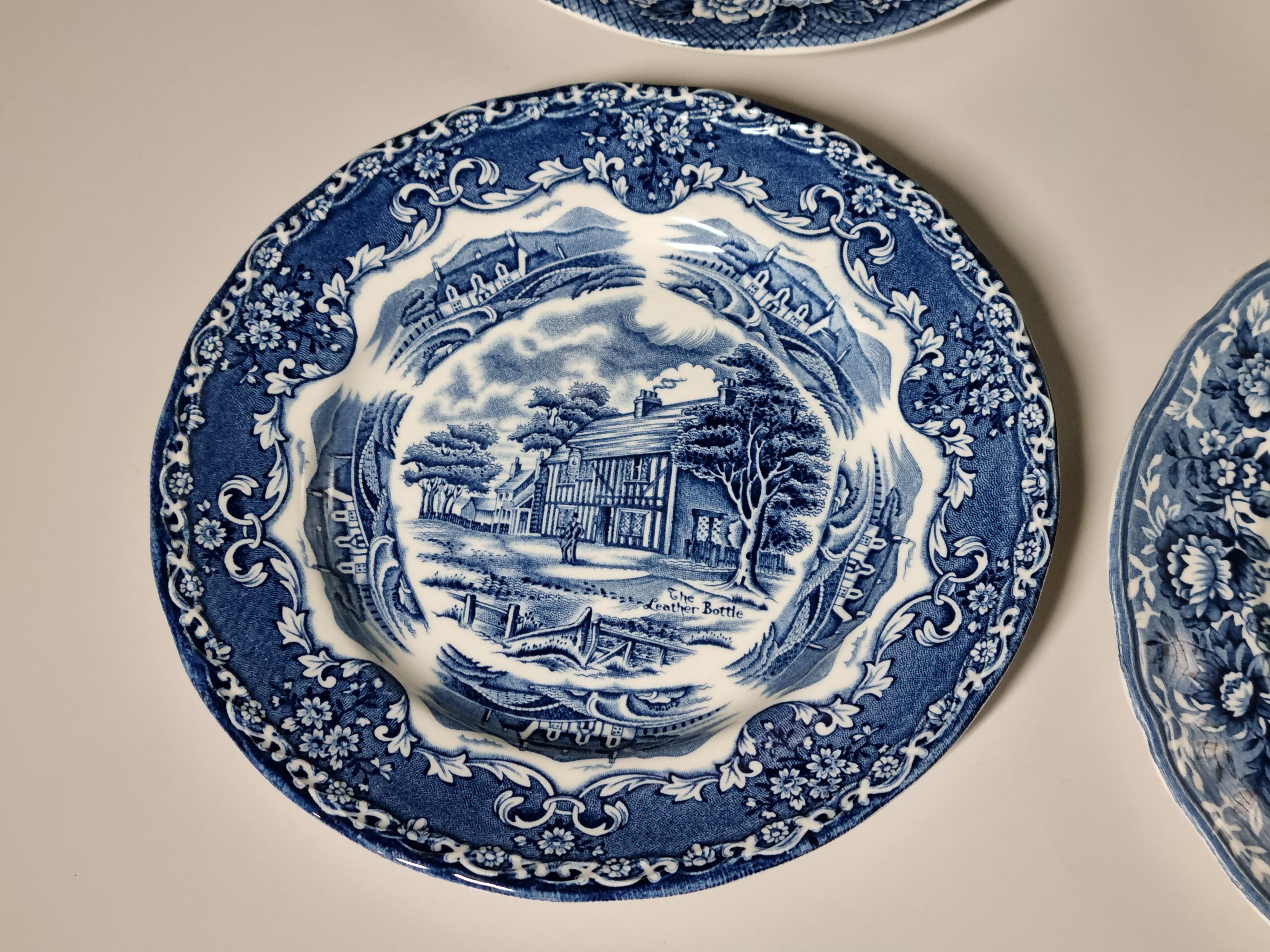 Verkocht = Engels blauw Set 6x mix & match ontbijtbordje dessertbordje 20 cm