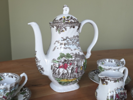 Engels bruin ingekleurd Jachtservies Myott's Country Life Koffieservies theeservies 6 personen