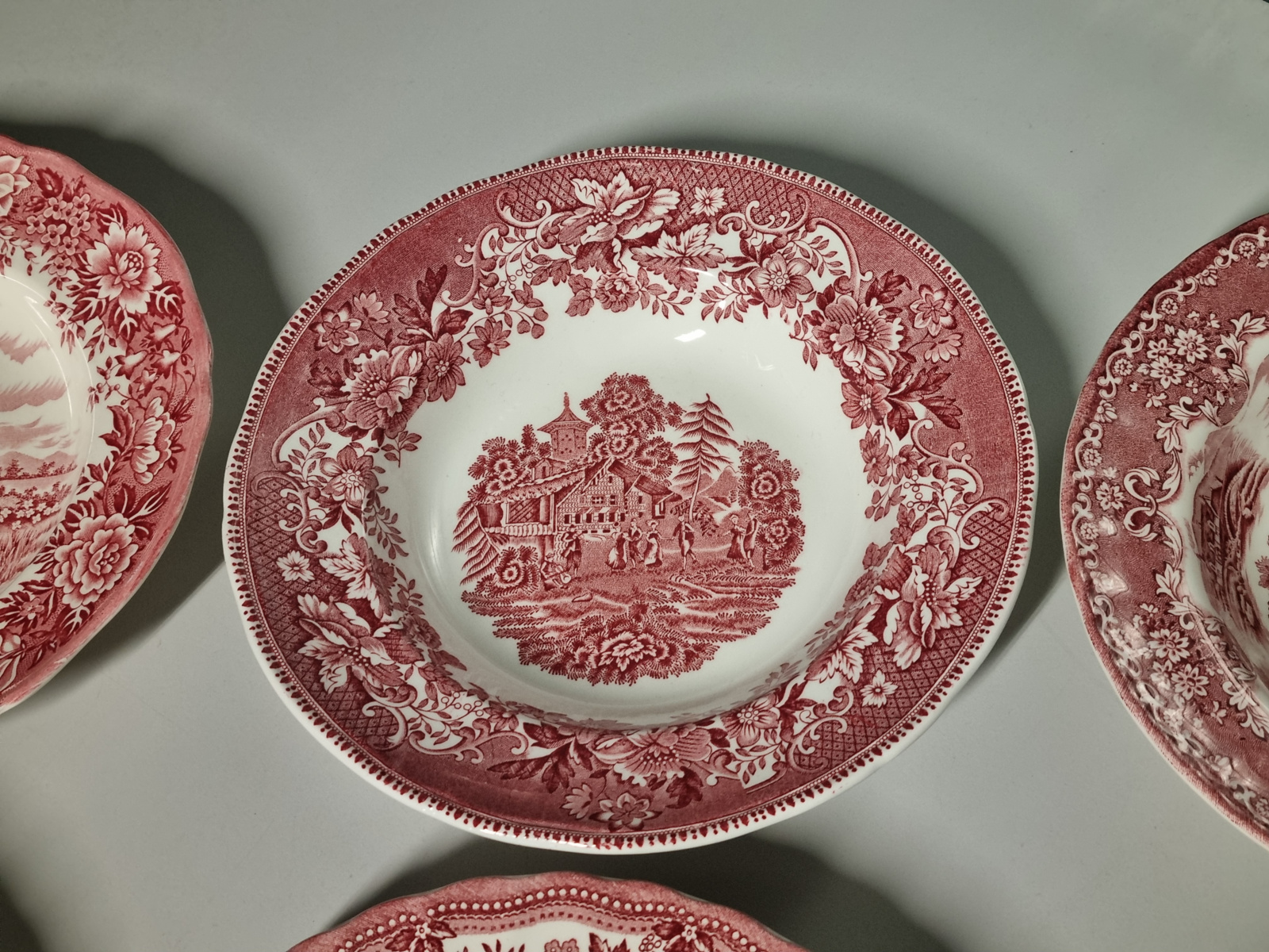 Engels rood Set 6x mix & match diep pasta curry bord