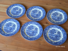 Engels blauw English Ironstone Tableware EIT set 6x dinerbord 25 cm (hooiwagen)