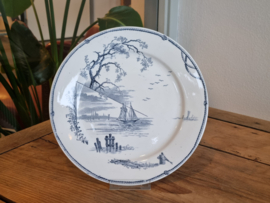 Verkocht = Petrus Regout Marines donkerblauw plat dinerbord 23,5 cm (rond model, horizon)