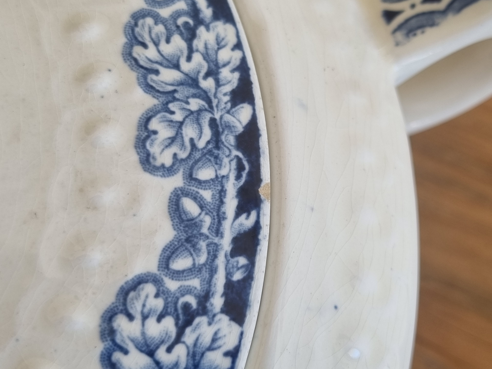 Boerenhoeve blauw Societe Ceramique Dekschaal Terrine (plekje deksel)