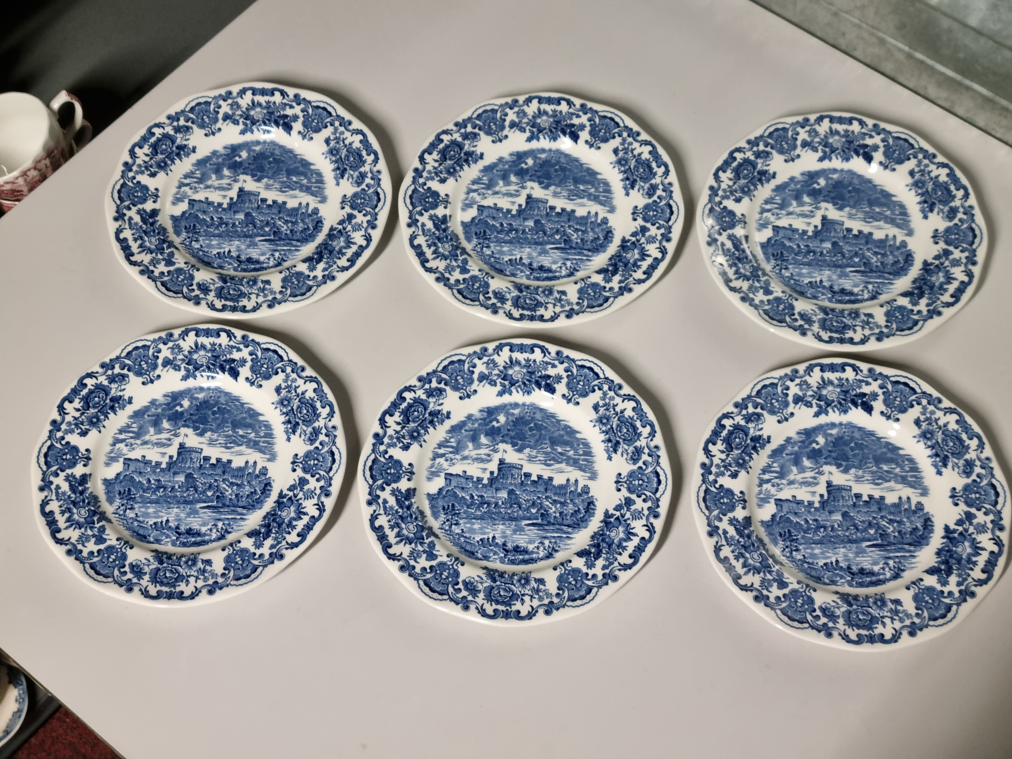 Engels blauw Enoch Wedgwood Royal Homes Of Britain set 6x ontbijtbord 22,5 cm