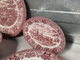 Engels rood British Anchor Olde Country Castles compleet servies 5 personen