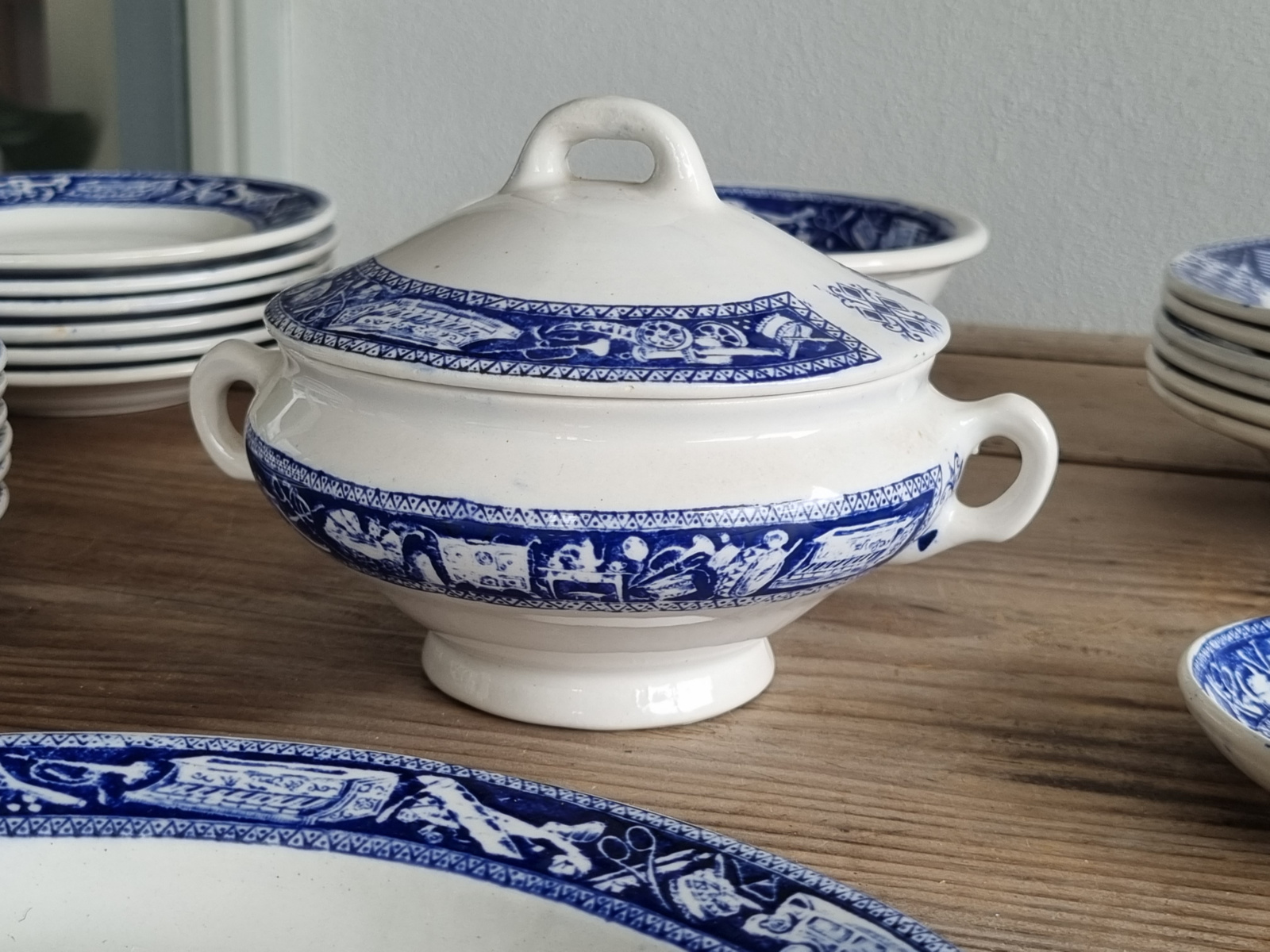 Blauw AMC Belgium compleet vintage Kinderservies