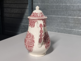 Engels rood Coaching Taverns Royal Tudor Ware Staffordshire Koffie Theepot 19 cm