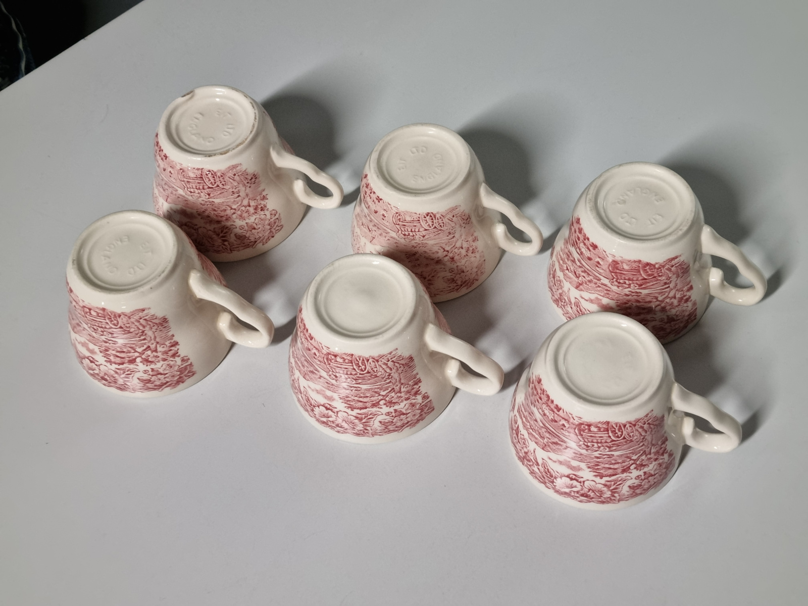 Engels rood EIT Ironstone Set 6x Kop en schotel (hooiwagen)