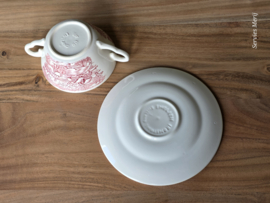 Engels rood English Ironstone Tableware EIT soepkom en schotel (paard en wagen)