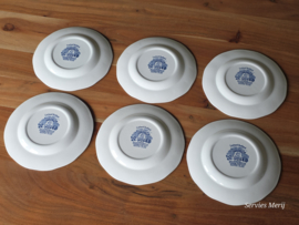 Engels blauw Royal Warwick Lochs of Schotland set 6x ontbijtbord 20 cm