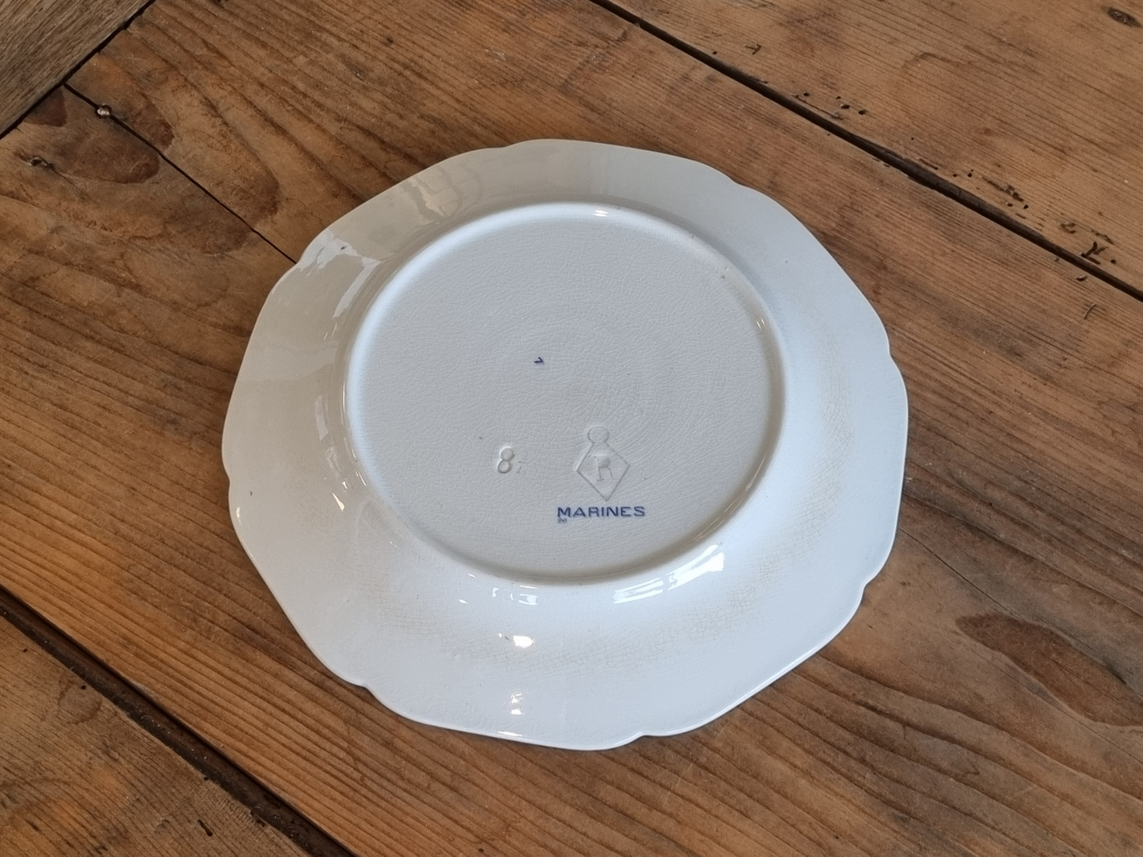 Petrus Regout Marines lichtblauw plat dinerbord 23,5 cm (hoekig model, horizon)