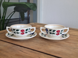 Boerenbont 418 Societe Ceramique set 2x Soepkom en Schotel (wit)