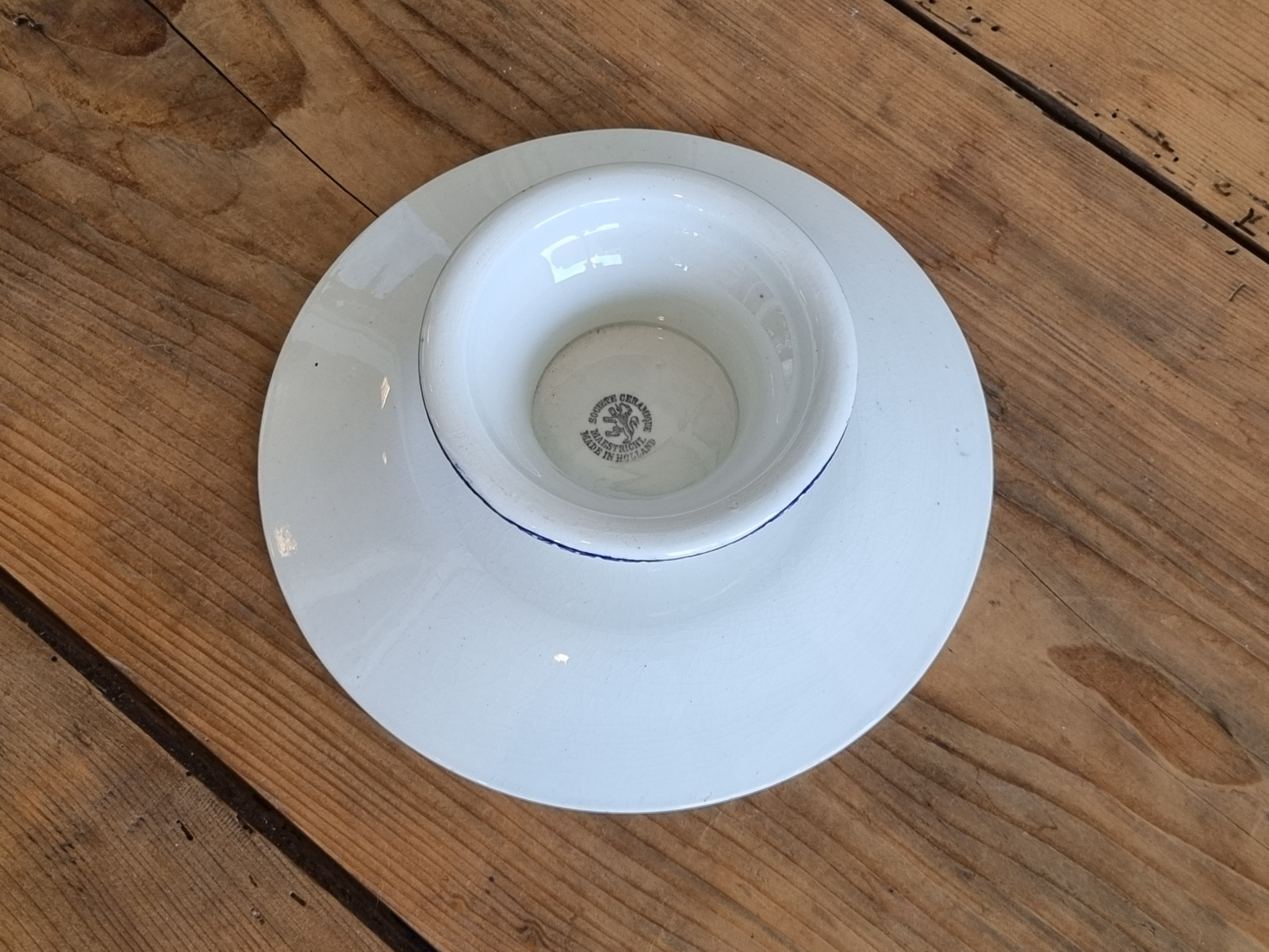 Potiche blauw Societe Ceramique Tazza op lage voet
