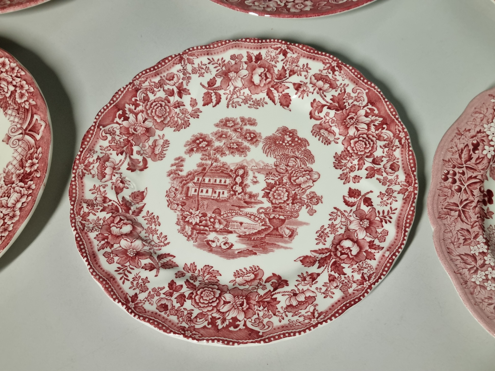 Engels rood Set 6x mix & match plat dinerbord