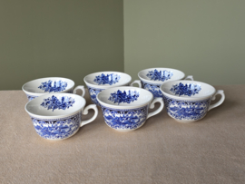 Regout Castillo Old England blauw set 6x los Kopje (bloem binnenin met puntoortje)