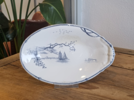 Verkocht = Petrus Regout Marines donkerblauw serveerschaaltje 23,5 cm (rond model, horizon)