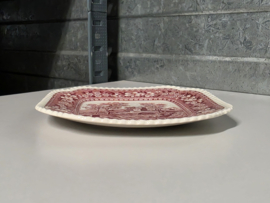 Engels Copeland Spode's Tower rood set 6x vierkant gebaksbordje 14,5 cm