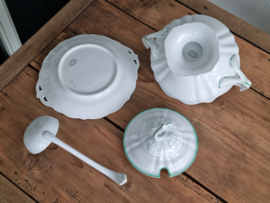 Petrus Regout Wellington Groene Rand Soepterrine op onderbord