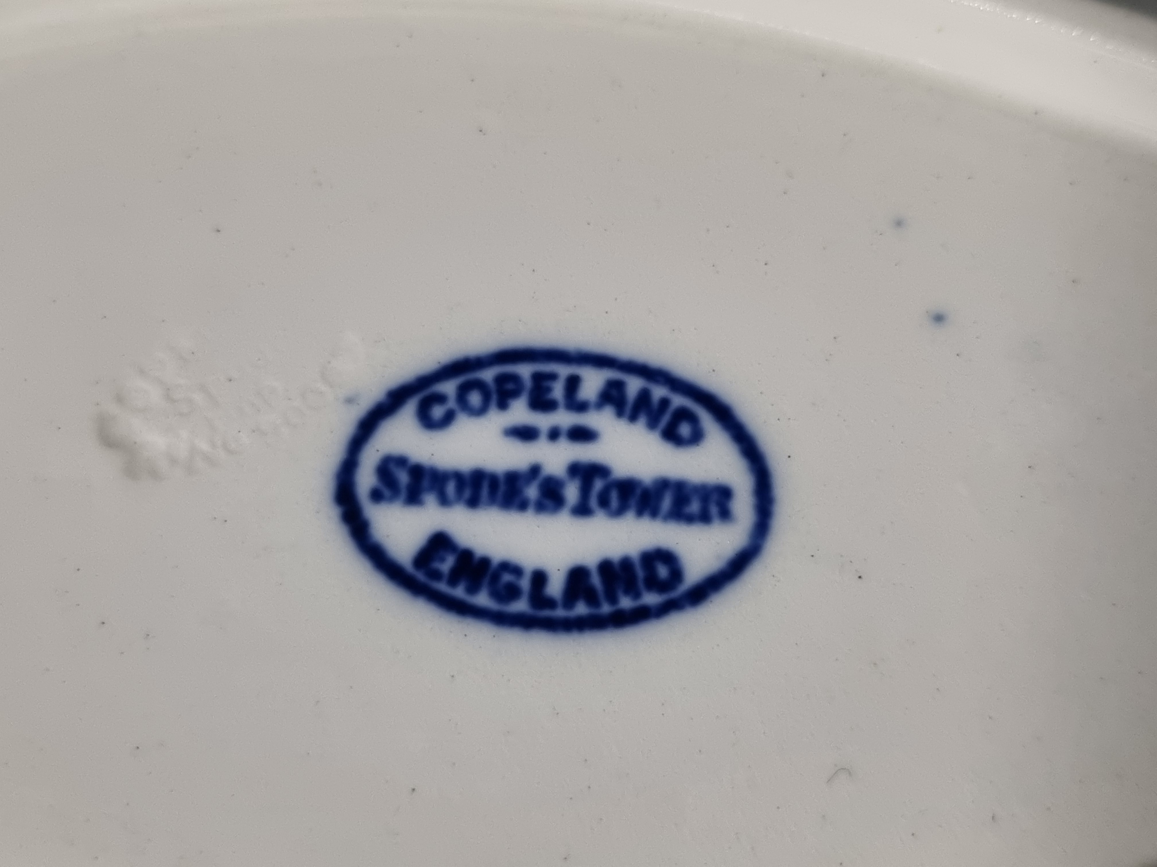 Engels Copeland Spode's Tower blauw ruitvormig schaaltje 23,5 cm