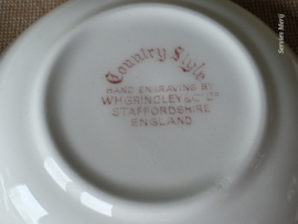 Engels rood Grindley Country Style set 6x rond schaaltje 10 cm