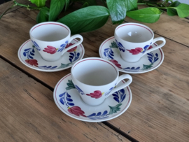 Oud Boerenbont Petrus Regout Koffie Set 3x Kop en schotel Audrey