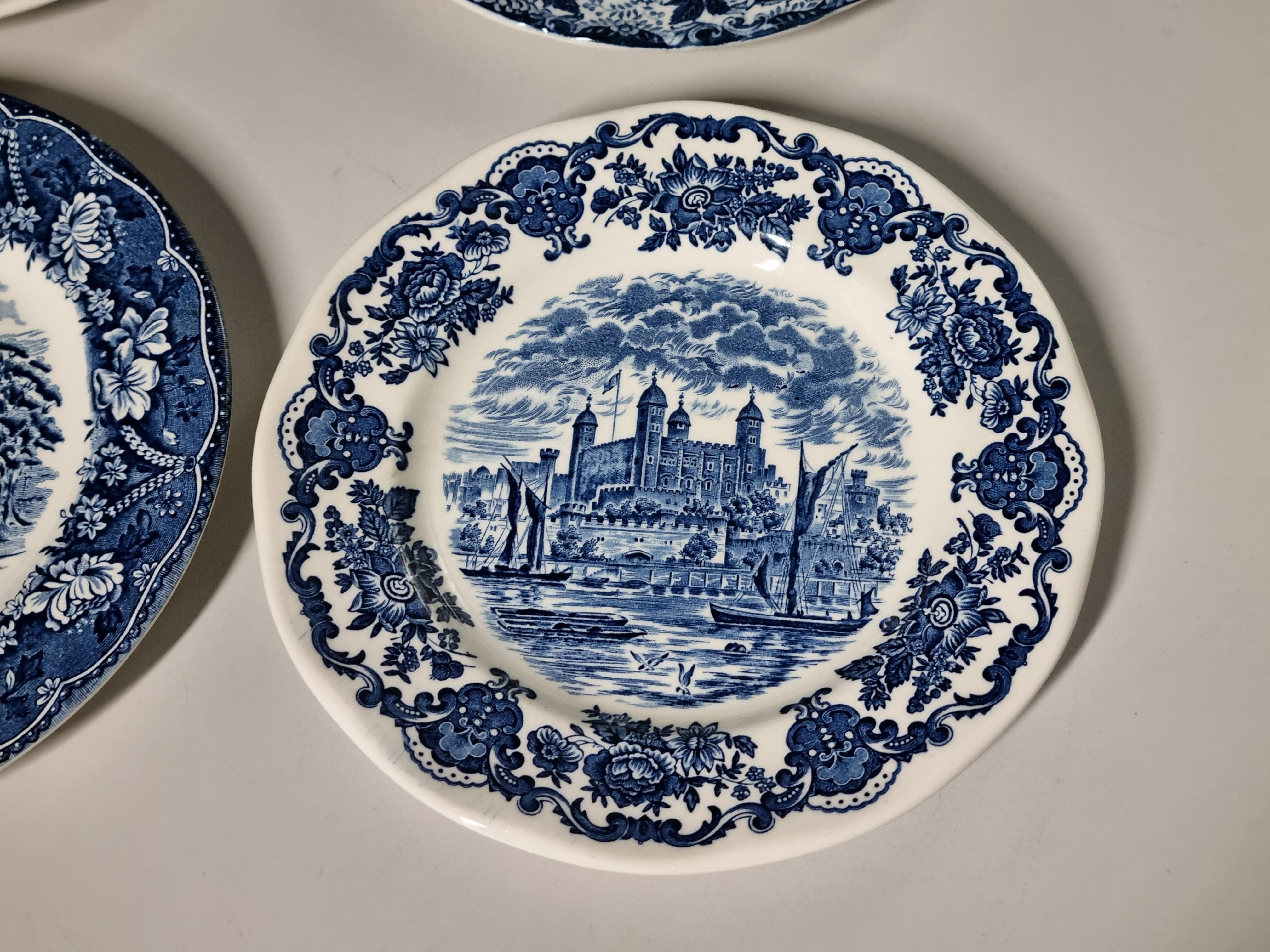 Engels blauw Set 6x mix & match ontbijtbord dessertbord 20 cm