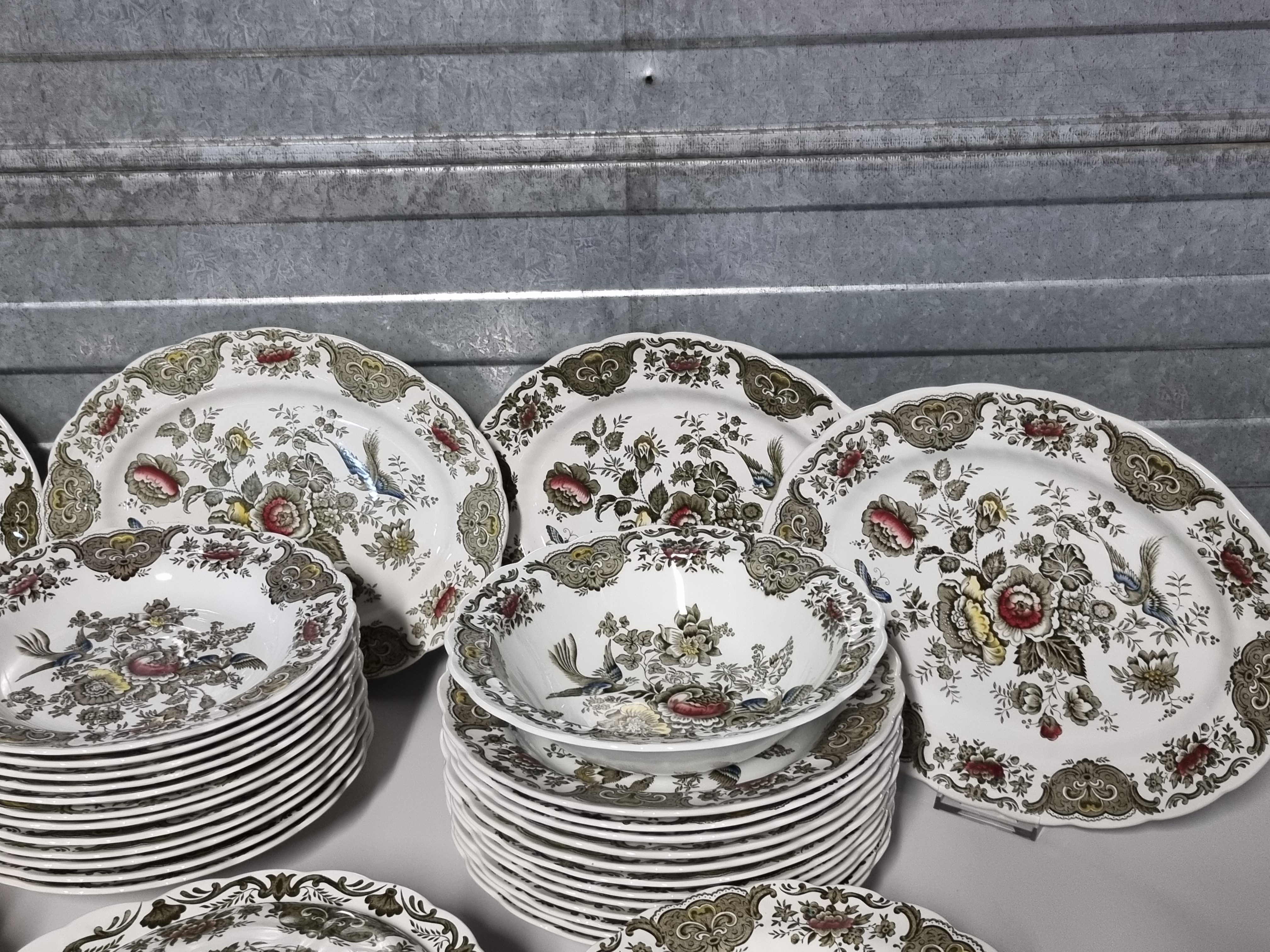 Engels Ridgway Windsor groen gekleurd compleet eetservies 24 personen