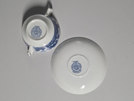 Engels blauw Wood & Sons Burslem Woodland soepkom met schotel