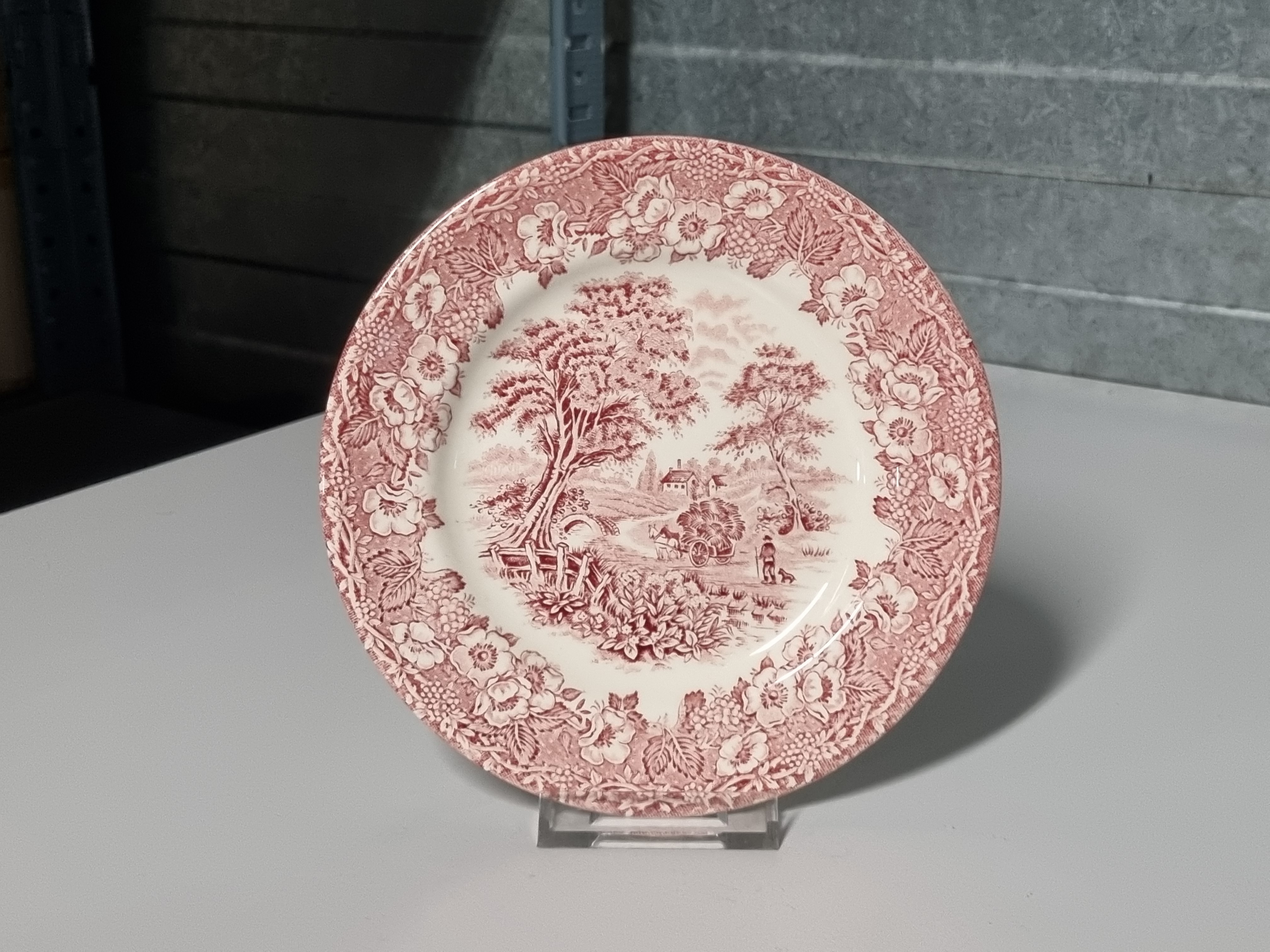 Engels rood Ironstone gebaksbordje 17 cm (herder)