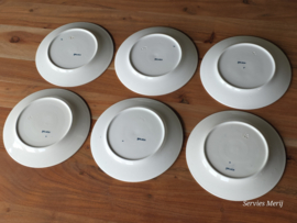 Petrus Regout Malaga petrol set 6x plat dinerbord 24 cm