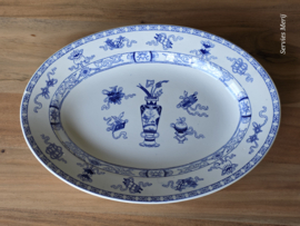 Potiche blauw Petrus Regout ovale schaal 34,5 cm