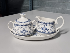 Engels blauw Ironstone Copenhagen roomstel op schaaltje