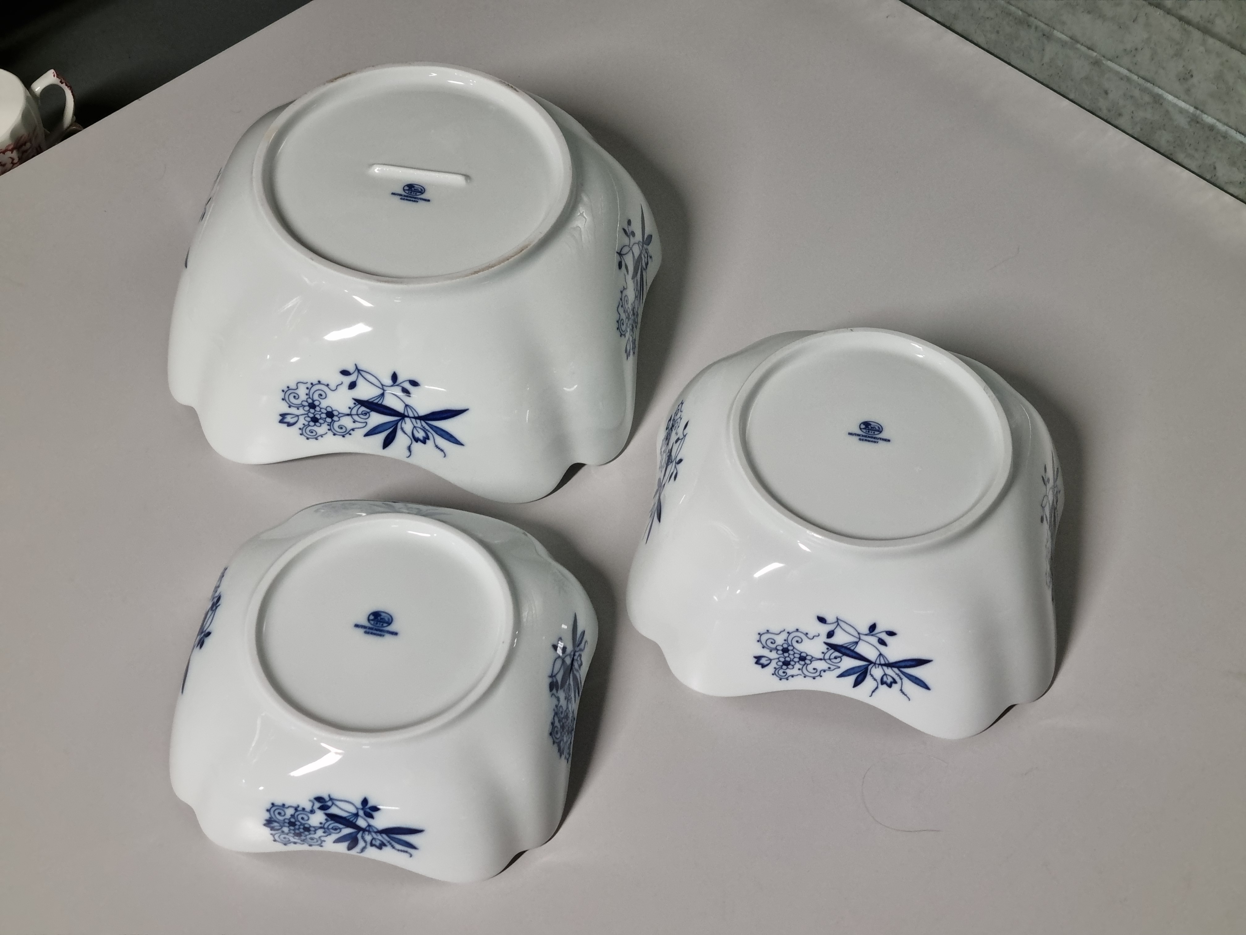 Zwiebelmuster Hutschenreuther set 3x hoge vierkante schaal