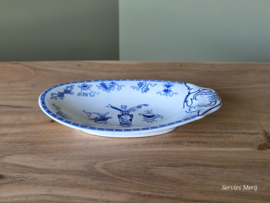 Potiche blauw Petrus Regout ovale schaal 23 cm