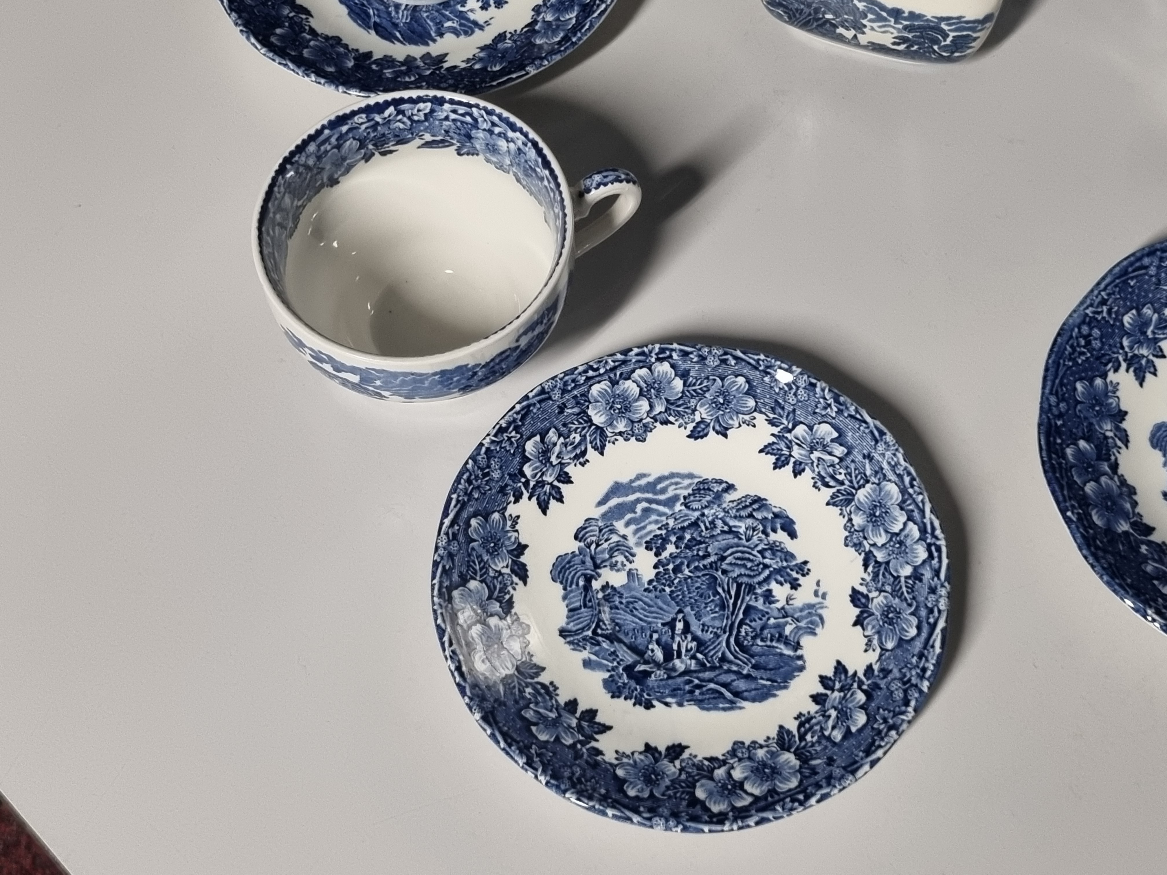 Engels blauw Enoch Wedgwood Woodland koffieservies theeservies 6 personen