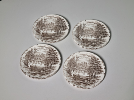 Engels bruin English Ironstone Tableware (EIT) Castles set 4x onderzetter 11,5 cm