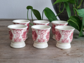Boerenhoeve Rood Societe Ceramique set 6x Eierdopje