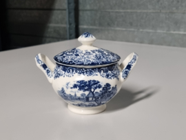 Engels blauw Staffordshire (niet gemerkt) Suikerpotje