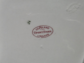 Engels Copeland Spode's Tower rood vierkant schaal met greepjes 28 cm