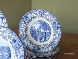Engels blauw Johnson Bros Mill Stream set 18 borden, 6 persoons