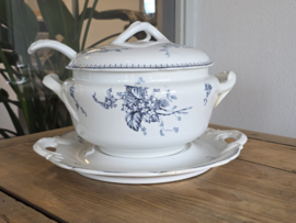 Meibloem Petrus Regout soepterrine met onderbord en lepel (hoekig model)