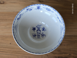 Potiche blauw Petrus Regout hoge ronde schaal op voet 28 cm