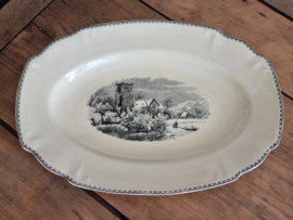 Landschap zwart Societe Ceramique grote ovale schaal 40 cm