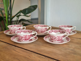 Regout decor Chinois rood set 5x Kop en schotel