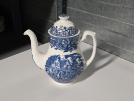 Engels blauw 17th Century England Royal Tudor Ware Staffordshire koffiepot 17 cm