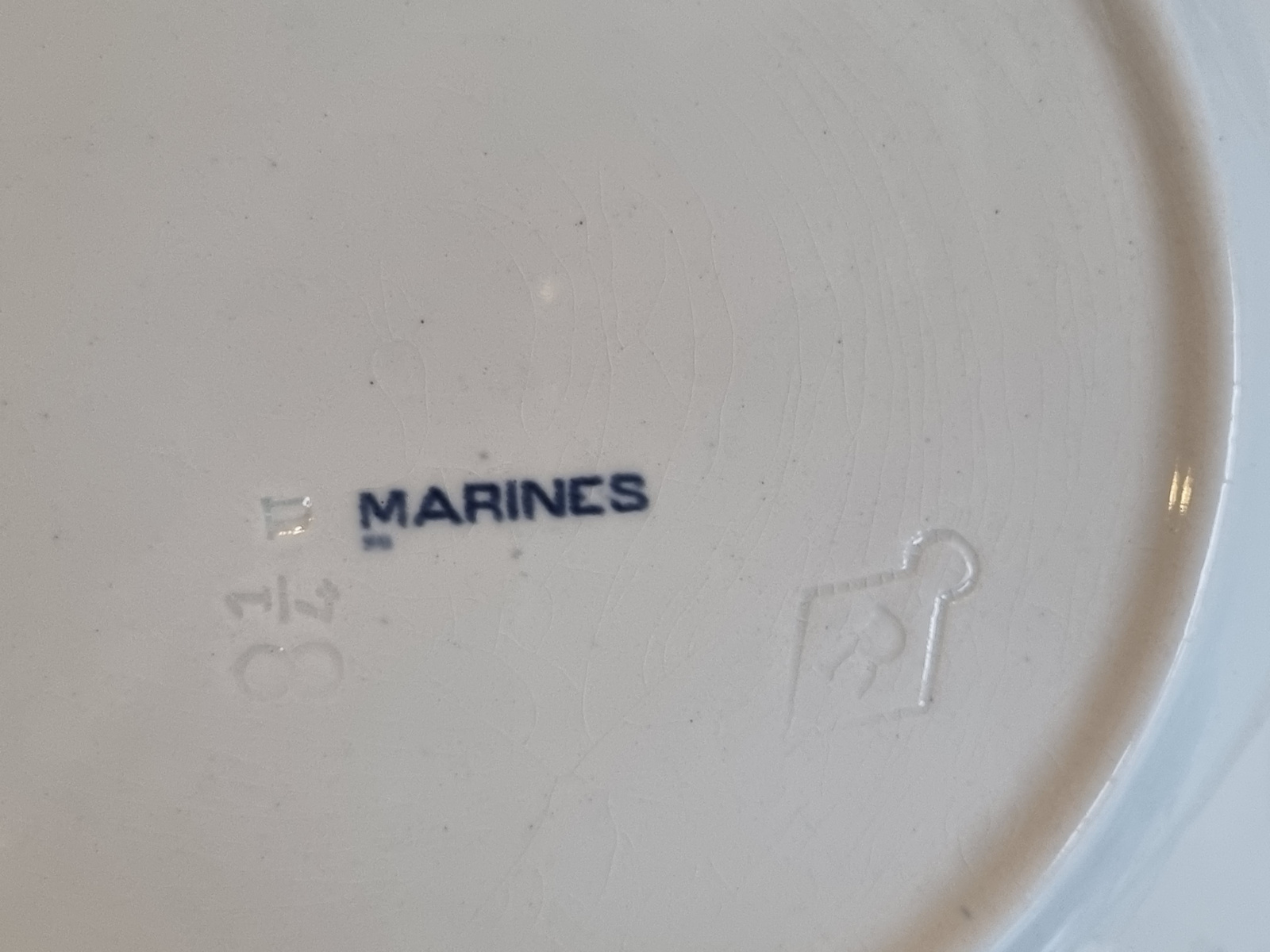Petrus Regout Marines donkerblauw plat dinerbord 23,5 cm (hoekig model, horizon)