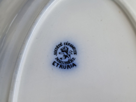 Societe Ceramique Etruria vloeiblauw ovale schaal 31,5 cm