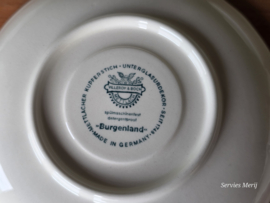 Villeroy en Boch Burgenland rood set 8x koffie kop en schotel (bruin en groen stempel)