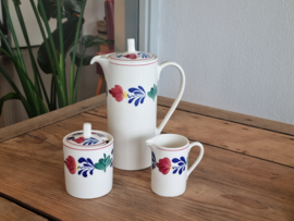 Boerenbont Regout Royal Sphinx Mokkaset op origineel onderbord