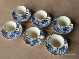 Beatrix Societe Ceramique set 6x Koffie Kop en schotel met bloemkooloortje en relief schotel