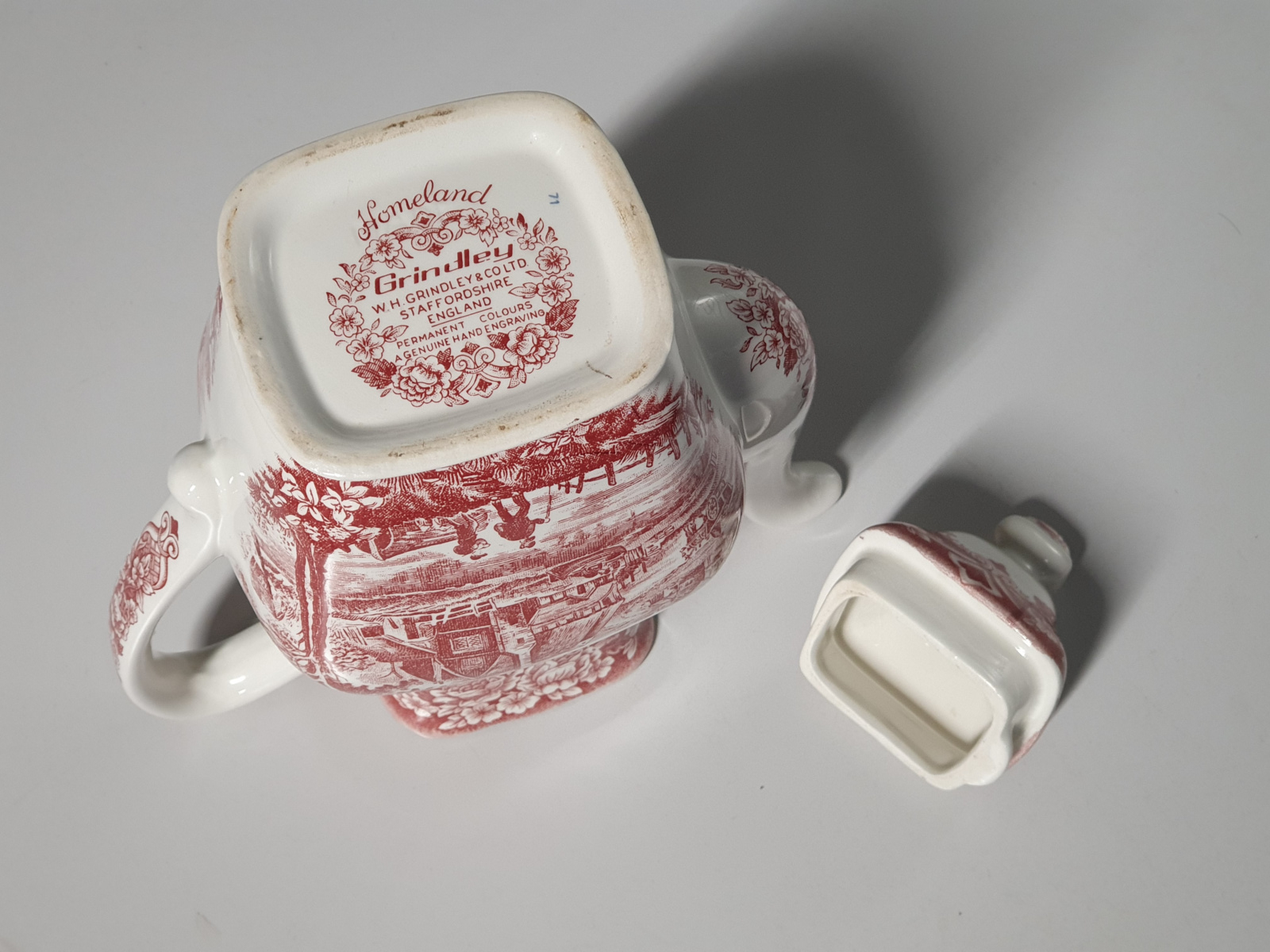 Engels rood Grindley decor Homeland koffiepot theepot 18 cm